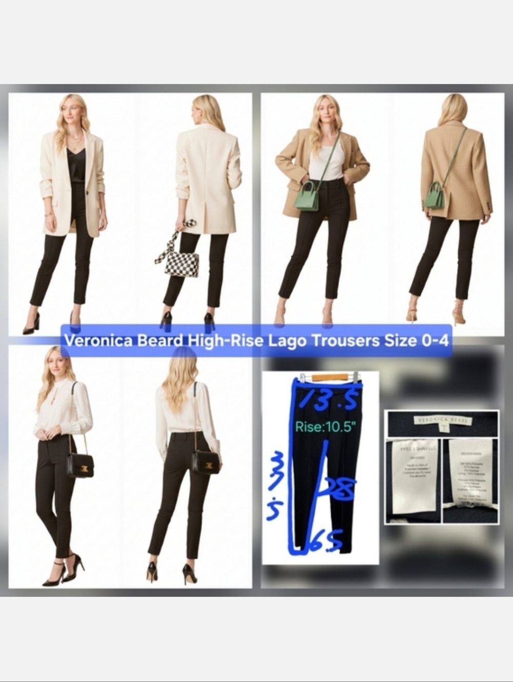 Veronica Beard High-Rise Lago Trousers Size 0-4